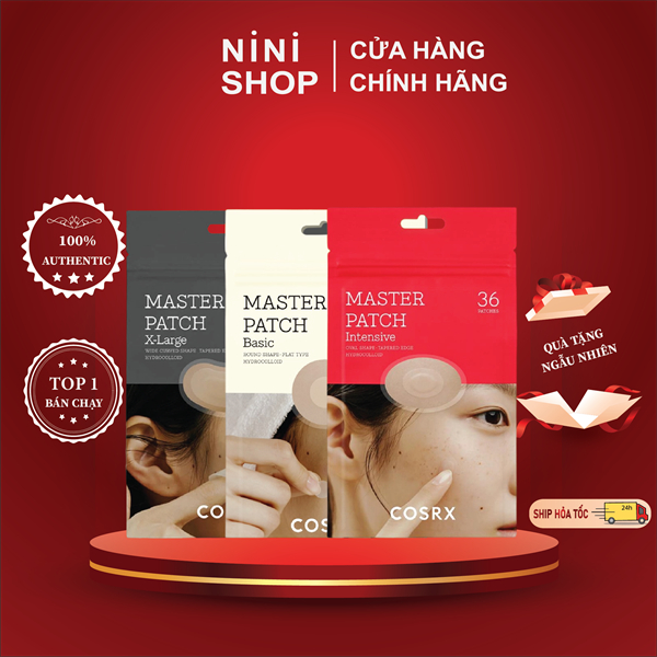 Miếng dán mụn COSRX Master patch Intensive, Basic, X-large 10 miếng, 36 miếng, 90 miếng - Ninishop