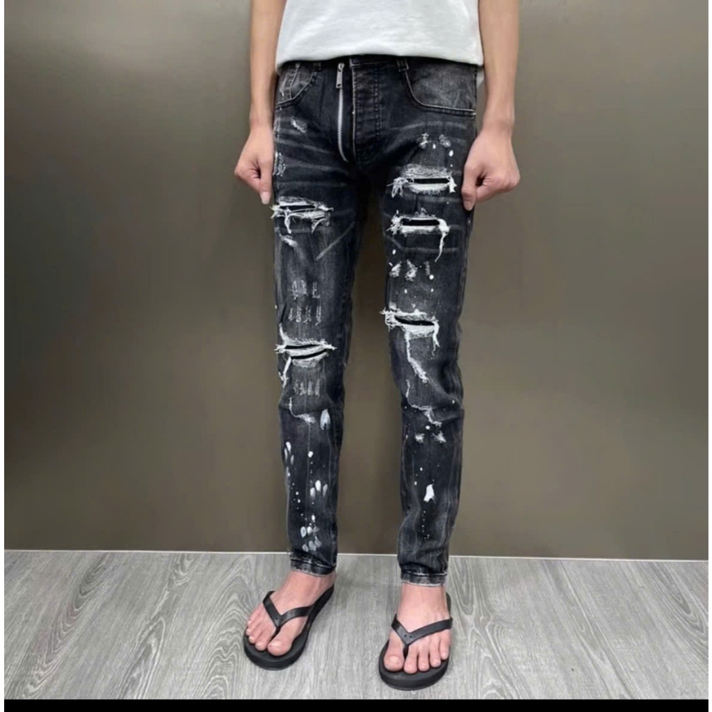 Quần jean nam đen in chữ boy phố chất bò dày dặn thoáng khí mẫu mới nhất hót trend_BH STORE95