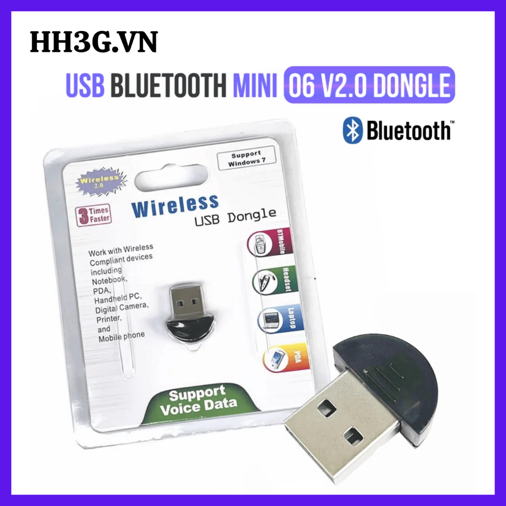 USB Bluetooth Mini 06 v2.0 Cho PC – Nhận Bluetooth Âm Thanh, Hỗ Trợ Loa, Tai Nghe, Bàn Phím,.....