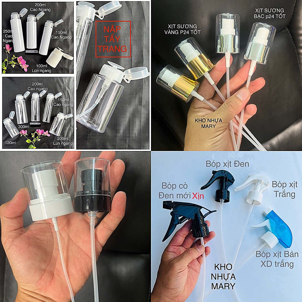 VÒI ĐẦU XỊT SƯƠNG - BÓP XỊT PHUN SƯƠNG TƯỚI CÂY - Nắp đầu tẩy trang - xịt giọt mỹ phẩm
