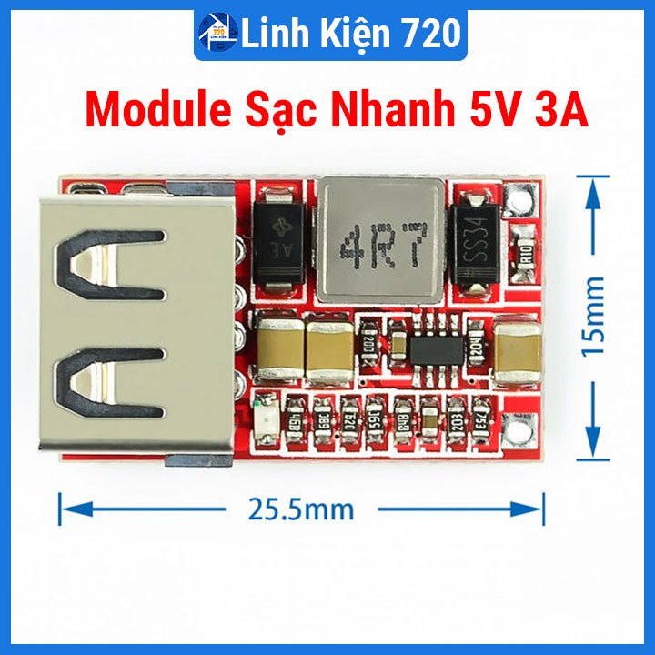 Module Sạc Nhanh 5V 3A Input 6-24VDC