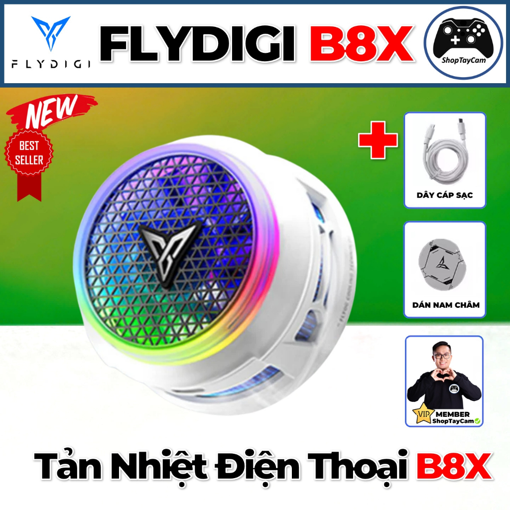 Flydigi B8X | Quạt Tản Nhiệt Sò Lạnh Từ Tính Cao Cấp Dành Cho Điện thoại, Máy Tính Bảng, LED RGB