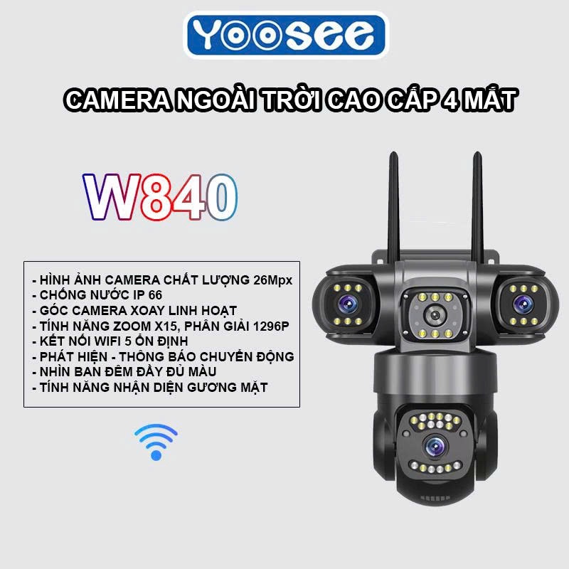 Camera YooSee 3 Mắt Giám Sát Ngoài Trời Xoay 360 độ Xem Đêm Có Màu Không Dây IP66 Thông Minh chống nước - FHD 12MP
