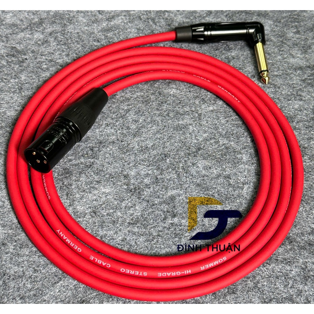 Dây Canon Đực Đen Ra 6.35mm Cong (0.5-1-2-3-5-8-10m)-Sommer Đủ Màu -Giá rẻ,Chống nhiễu Tốt