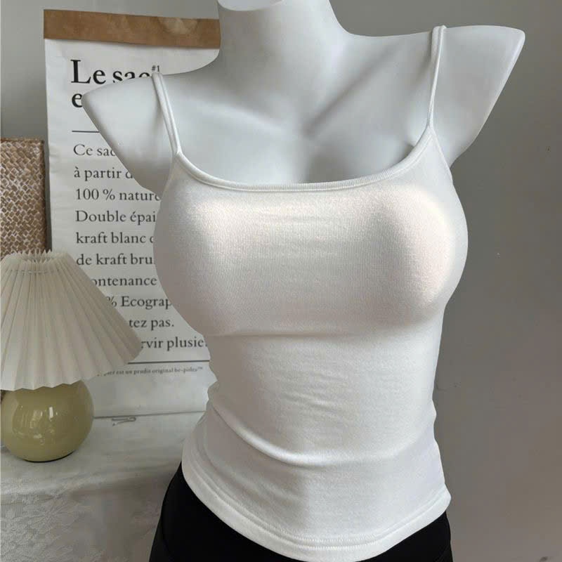 Áo 2 Dây Ba Lỗ Chất Thun Tăm Trơn Có Mút Ngực Dành Cho Nữ