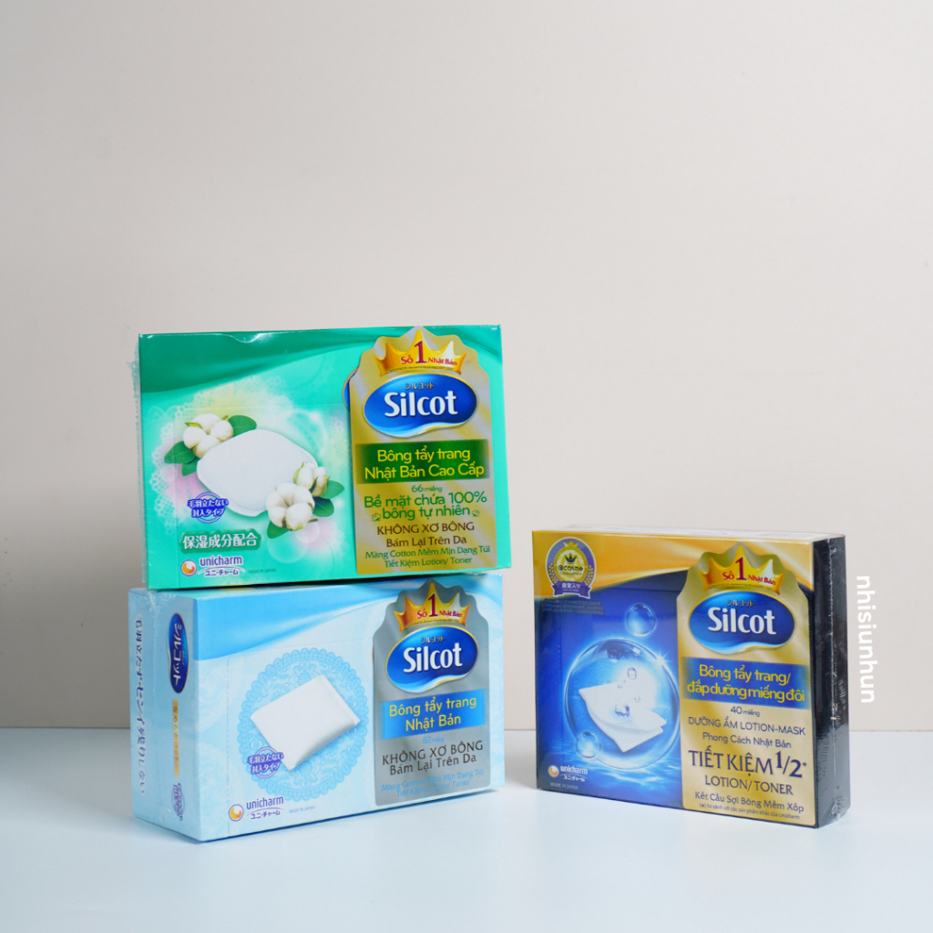 Bông tẩy trang Silcot Xanh Lá và Xanh Dương, Xanh Đậm