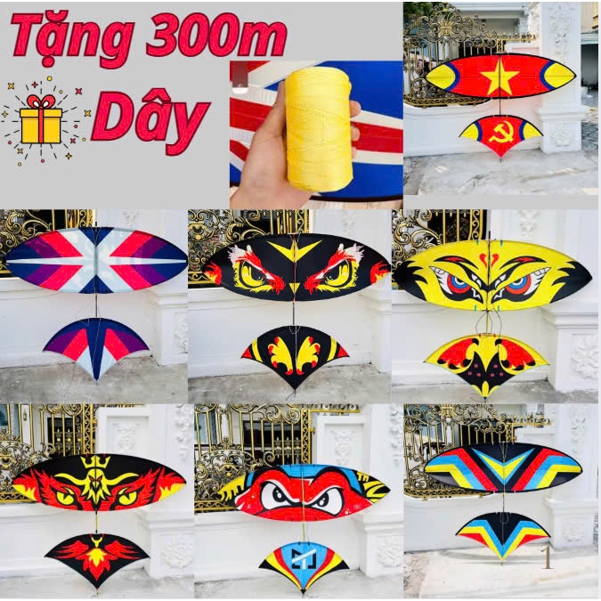 Diều 1m7 Lắp Nghép Pull Cacbon TẶNG KÈM 300M DÂY CHINA Đủ Các Mẫu Hót Hàng In Sắc Nét