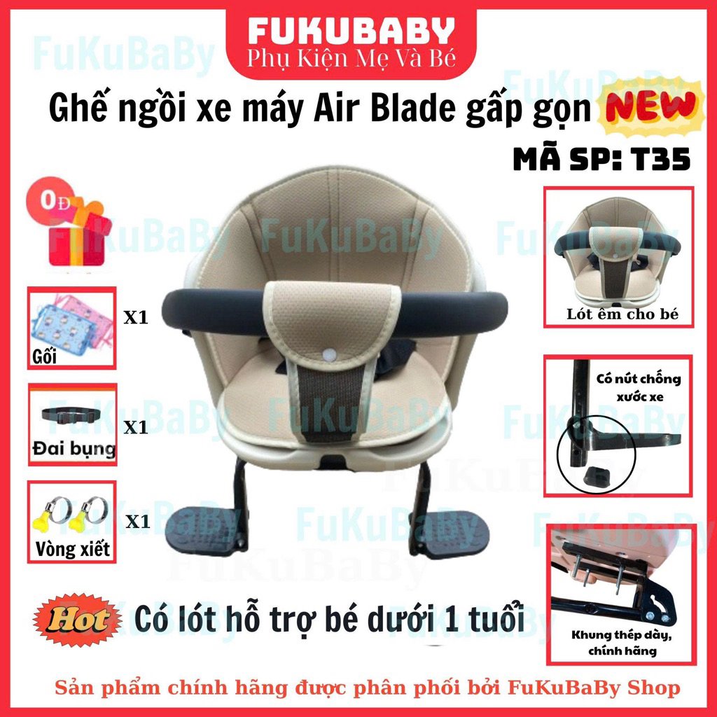 T35-Ghế ngồi trước xe airblade ,exciter,xe số cho bé 1-4 tuổi( inbox ảnh xe cho shop)