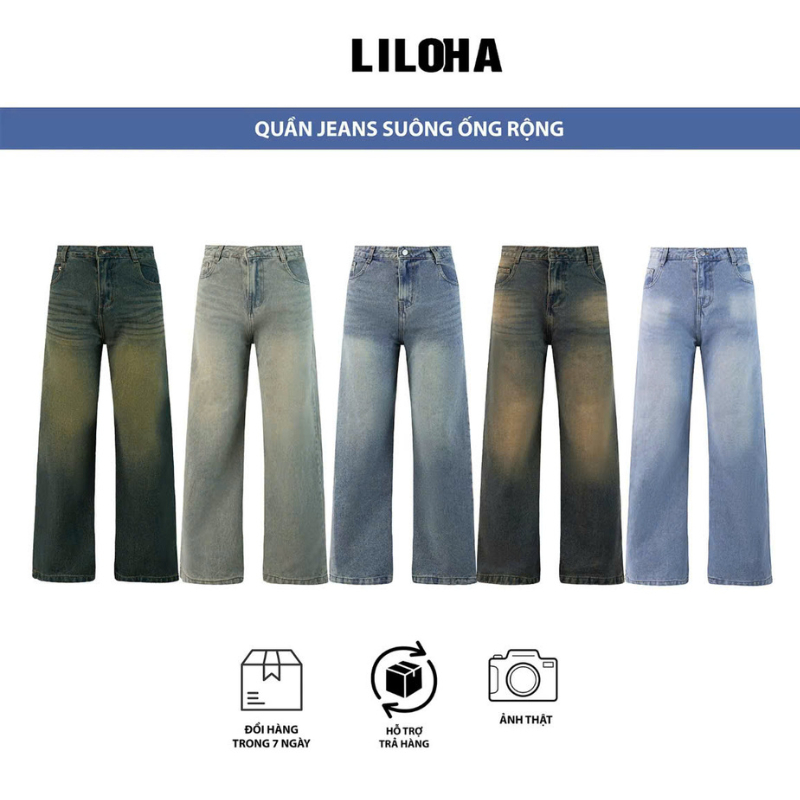 QUẦN JEANS XUÔNG ỐNG ĐỨNG LILOHA WASH NHIỀU MÀU QX01