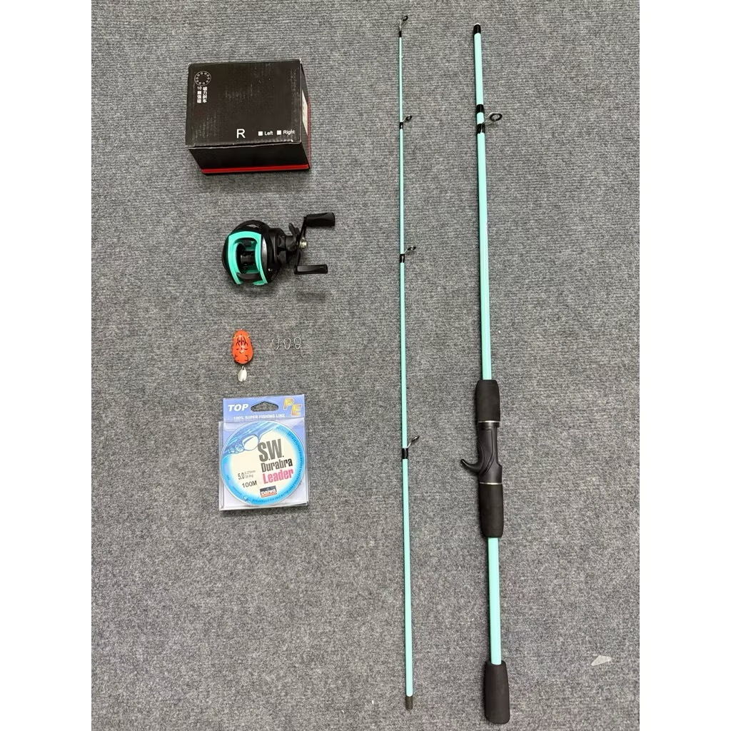 Bộ Combo Cần Câu Lure Sói Xanh & Máy Ngang - Tặng Kèm Dây PE, Nhái Hơi 5g, Khóa Snap Giá Rẻ, Học Sinh