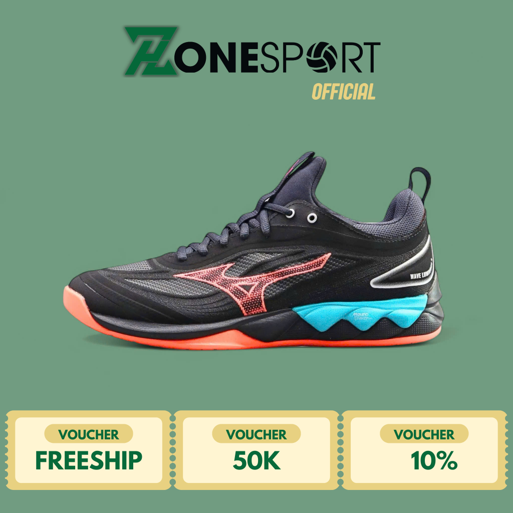 Giày Mizuno Wave Luminous 3 Đen Cam - Giày Bóng Chuyền, Cầu Lông, Pickleball, Tennis cổ lưng êm ái