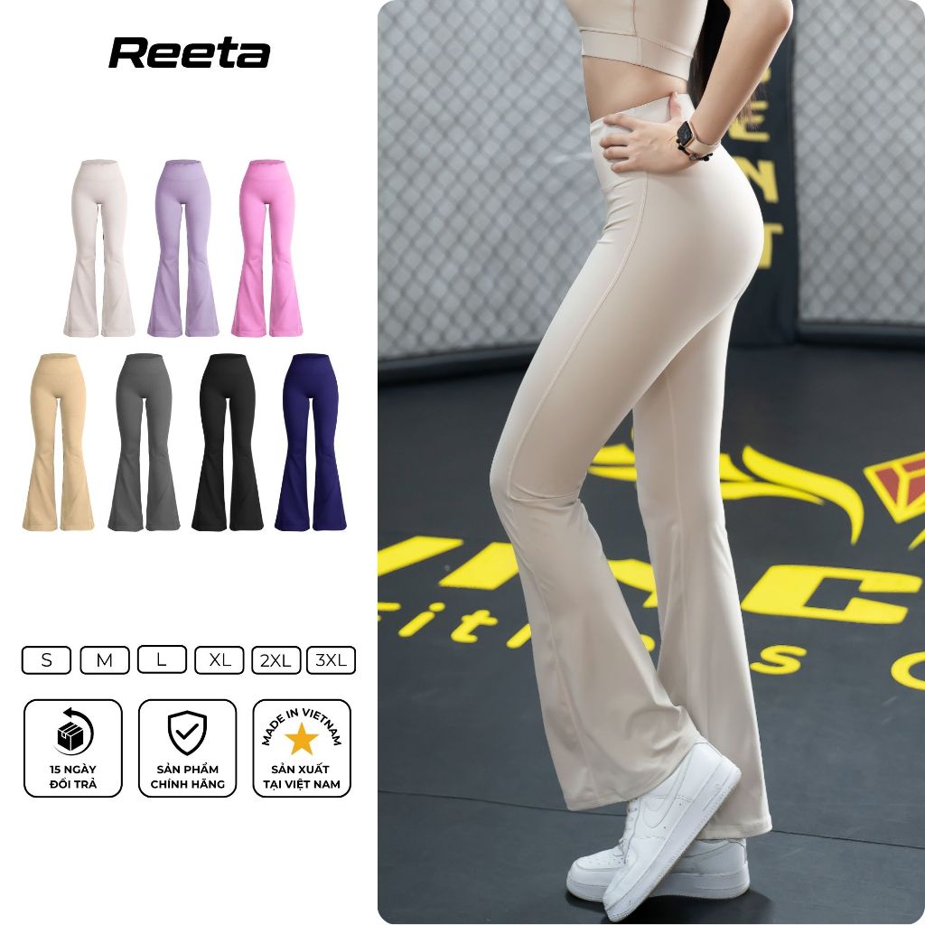 Quần legging nữ ống loe Reeta cạp cao nâng mông tôn dáng tập gym yoga pilates chất vải mềm mịn,co giãn,thoáng khí- A012