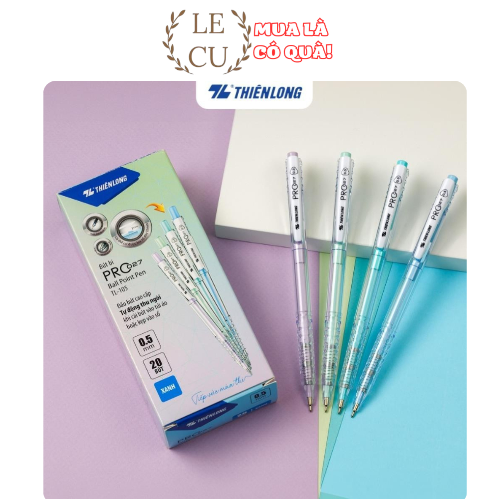 [Combo 10/5] Bút bi Thiên Long Pro 027 ngòi cao cấp 0.5mm, thân bút màu pastel thời trang TL-105