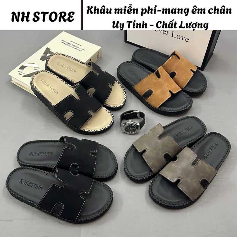 Dép Nam Doctor Da Mới Chữ H Khâu May Chỉ Rất Chắc Chắn Và Cao Cấp Nhung Dép