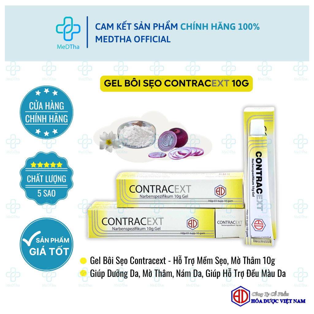 Contracext - Gel Mờ Sẹo, Mờ Thâm, Dưỡng Sáng Da, Giảm Thâm Nám Dưỡng Ẩm, Làm Mềm Da (Tuýp 10g)