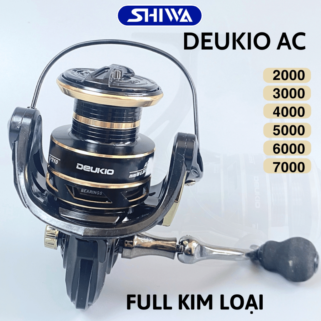 Máy Câu Cá DEUKIO AC, Máy Câu Cá Kim Loại Đủ Size 2000/3000/4000/5000/6000/7000 - Đồ Câu Shiwa