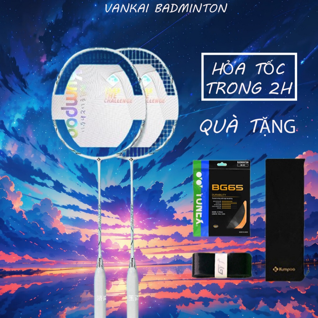 Vợt cầu lông Kumpoo K520 Pro chính hãng khung carbon 84g, 4U/G5 đan dây theo yêu cầu của bạn