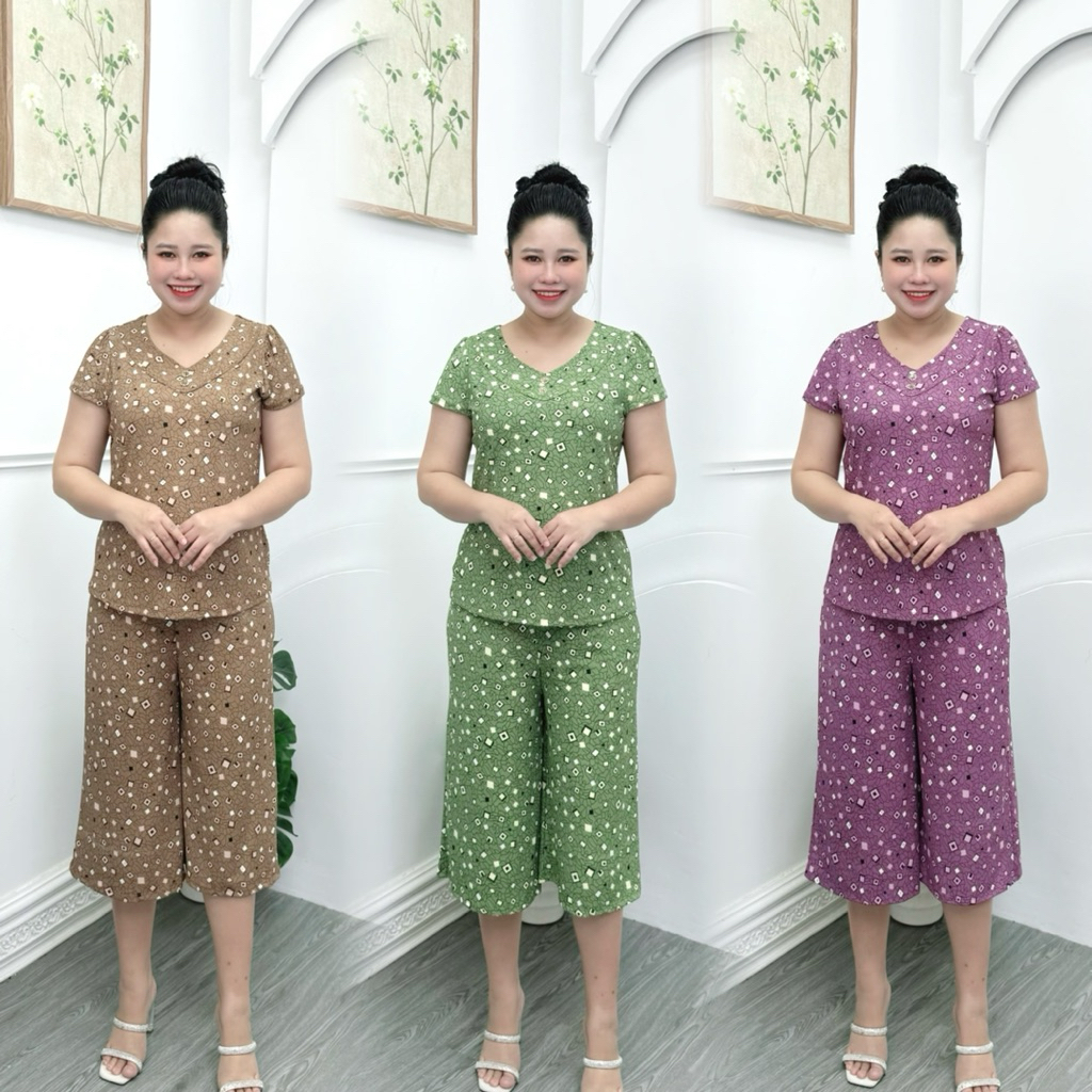 M85 đồ bộ trung niên cho mẹ vãi thun aty mềm 50-85kg