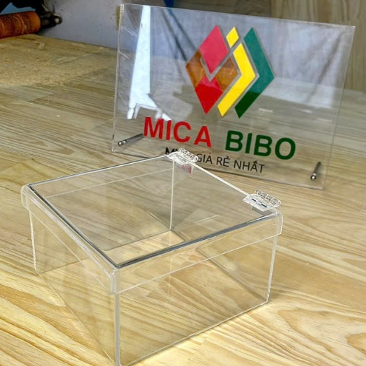 Hộp mica trong suốt có nắp, đựng nhẫn cầu hôn, trang sức, hoa, quà Valentine cao cấp.