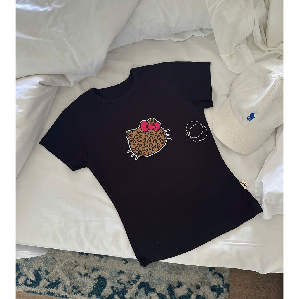 Áo thun nữ ngắn tay cổ tròn phom babytee ôm nhẹ in nhìu hình