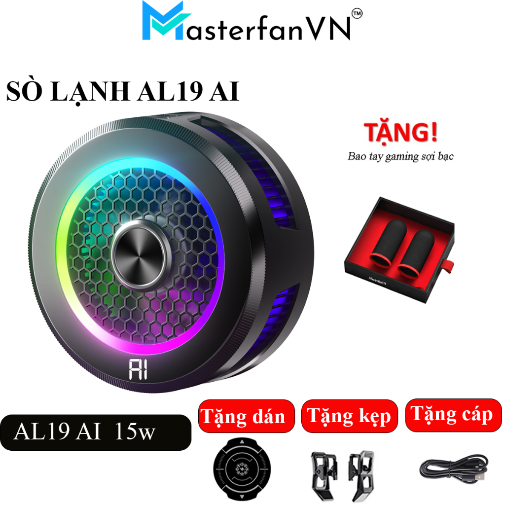 Quạt tản nhiệt điện thoại từ tính sò lạnh AL19 AI - Bản nâng cấp của AL02, AL11 Pro có hiển thị nhiệt độ