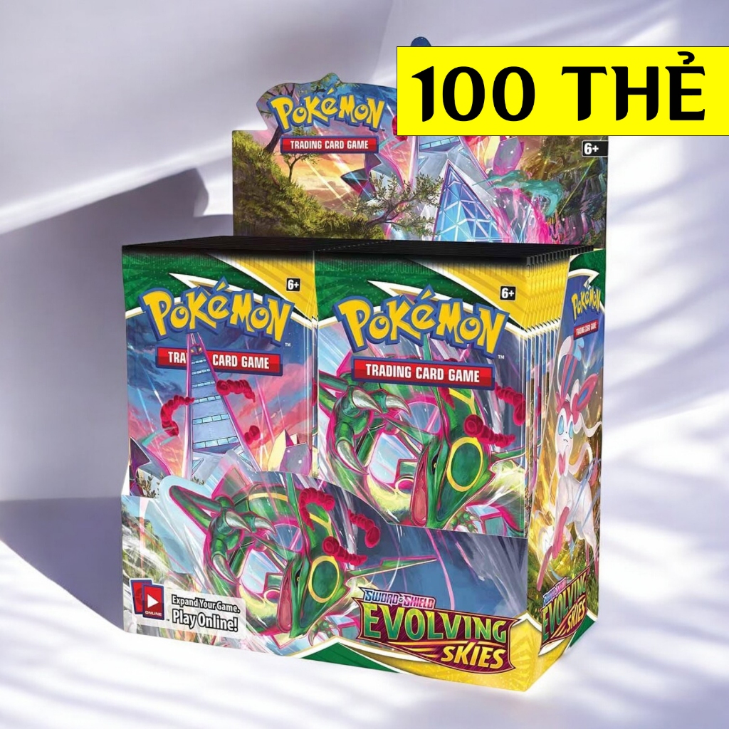 Combo 100 Thẻ Bài Pokemon Nhiều Loại Evolving Skies Mẫu Siêu Đẹp In Chất Lượng Cao Nhiều Màu Sắc Điểm Cao Bé Yêu Thích