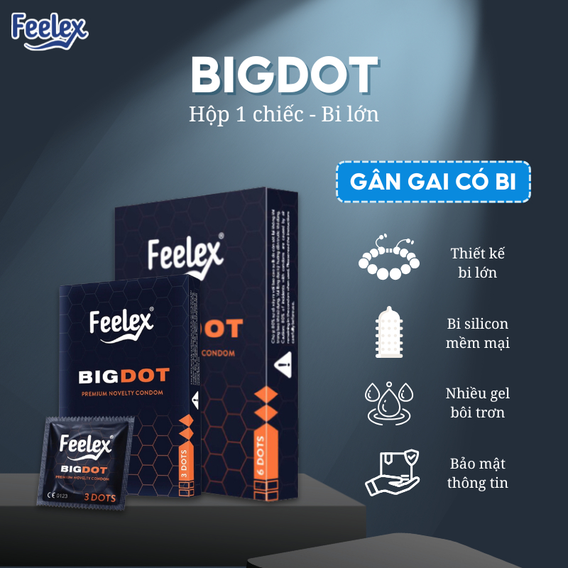 Bao cao su Feelex Bigdot Gân Gai Có Bi gia tăng khoái cảm, nhiều gel bôi trơn