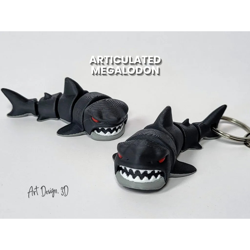 FURY12A1 – Móc Khóa Megalodon In 3D Có Khớp Nối, Phụ Kiện Cá Tính Cho Fan Sinh Vật Biển