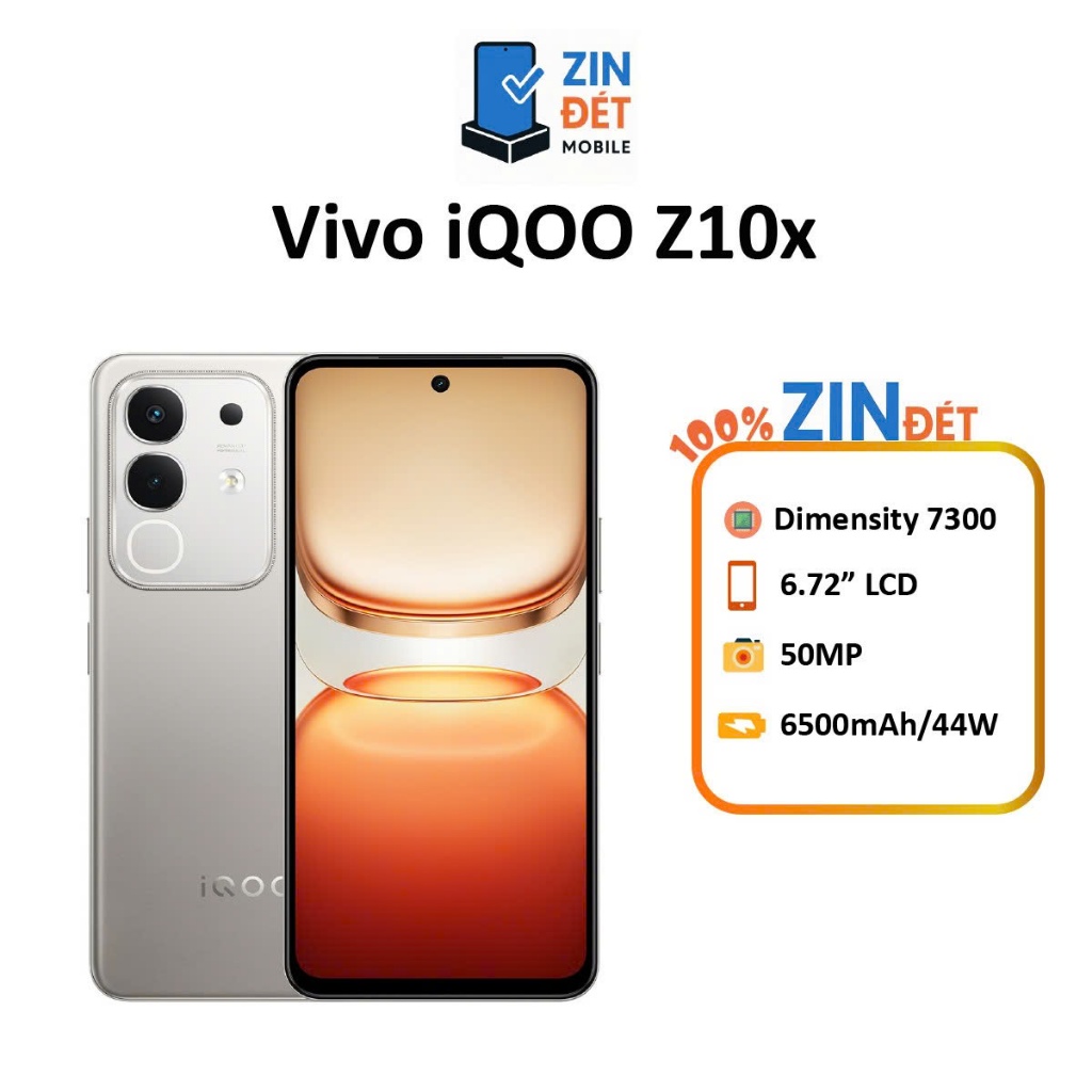 Điện thoại Vivo iQOO Z10x 5G Dimensity 7300 pin 6500 bảo hành 6 tháng tất cả các lỗi từ nhà sản xuất