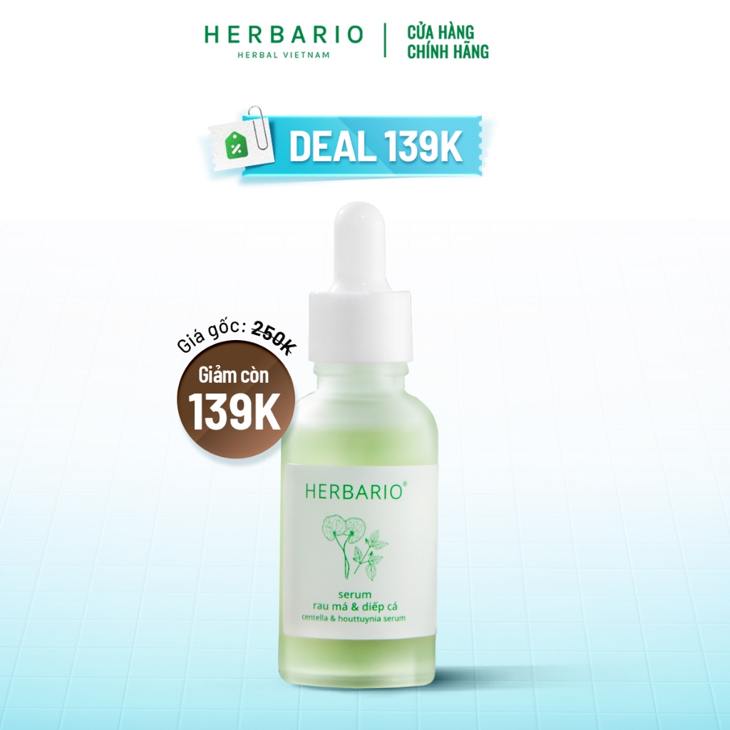 Serum Rau má và Diếp cá Herbario 30ml sạch mụn, thuần chay