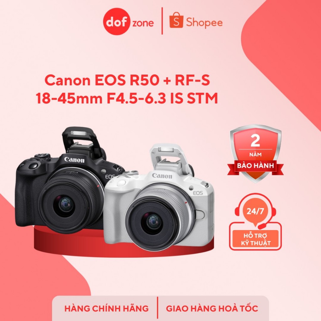 Máy ảnh Canon EOS R50 Kit RF-S 18-45mm F4.5-6.3 IS STM - Chính hãng