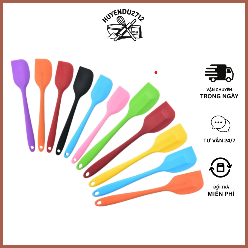 Phới dẹt silicon màu, spatula dẹt trộn bột, phết bánh kem trang trí (MS 124)