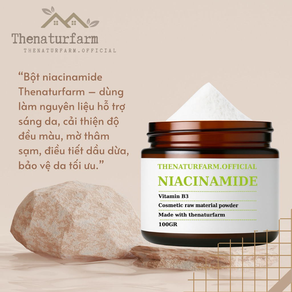Bột Niacinamide/ Vitamin B3 Thenaturfarm [ Trắng da, mờ thâm sạm, kiểm soát dầu nhờn - 100GR ]