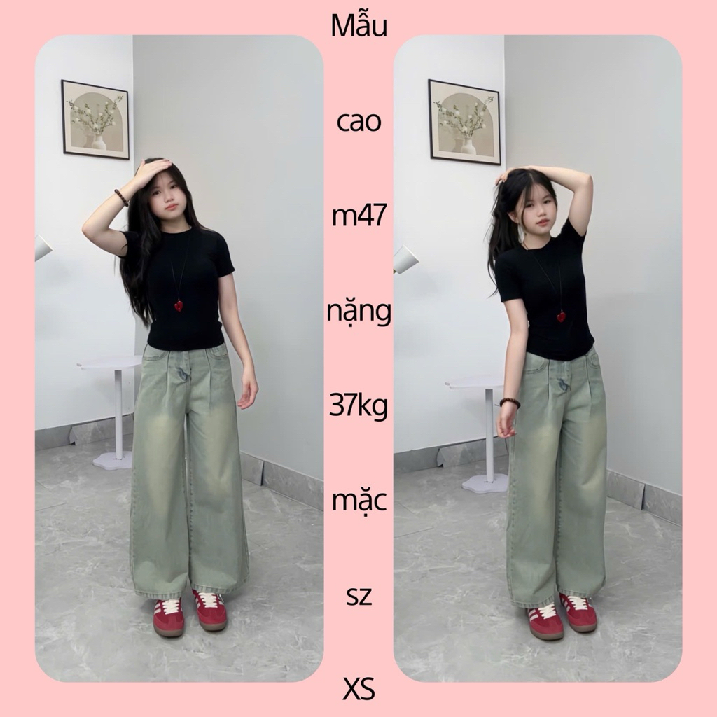 [MẪU MỚI] (SUÔNG NẤM LÙN m41-m60) QUẦN JEANS ỐNG SUÔNG RỘNG NỮ PHỐI XẾP LY ỐNG TO MÀU NHẠT