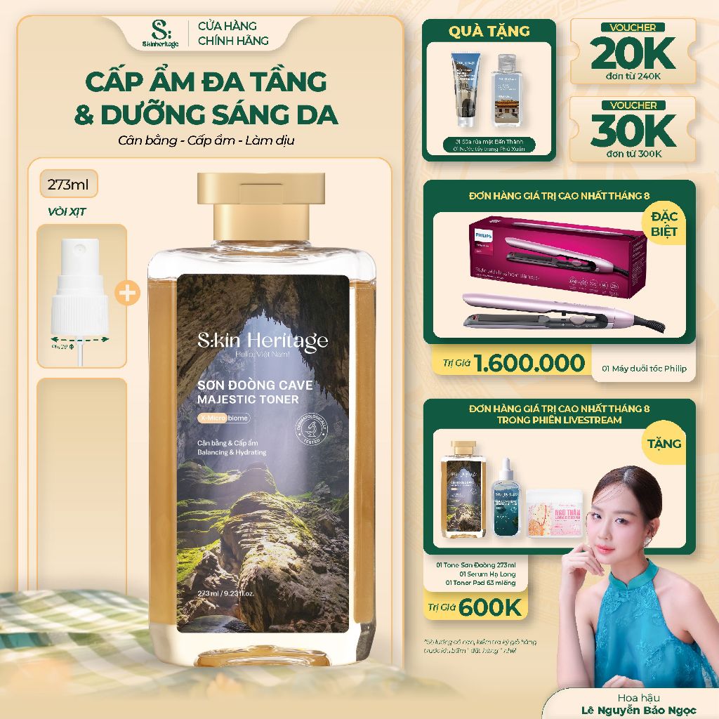 Toner Sơn Đoòng cấp ẩm và phục hồi cho da dầu mụn S:kin Heritage sử dụng phức hợp X-Microbiome 273ml