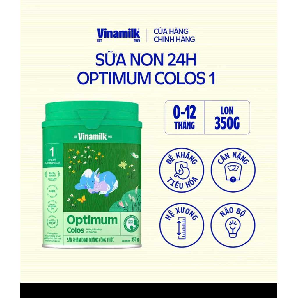 (Mẫu mới ko tem tích điểm vì hết CTKM)Sữa non Vinamilk Optimum Colos số 1 350g( 0-12 tháng)