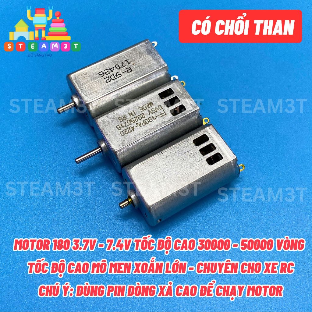 Motor 180 tốc độ cao 3.7V - 7.4V tốc độ 35000 - 45000 RPM cho xe tàu máy bay, từ tính mạnh chất lượng cao - LK0220