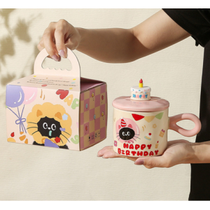 🌟【Ly sứ mèo 400ml + Hộp quà】Ly uống nước dễ thương – Quà tặng sinh nhật xinh xắn, dùng văn phòng, tặng bạn gái