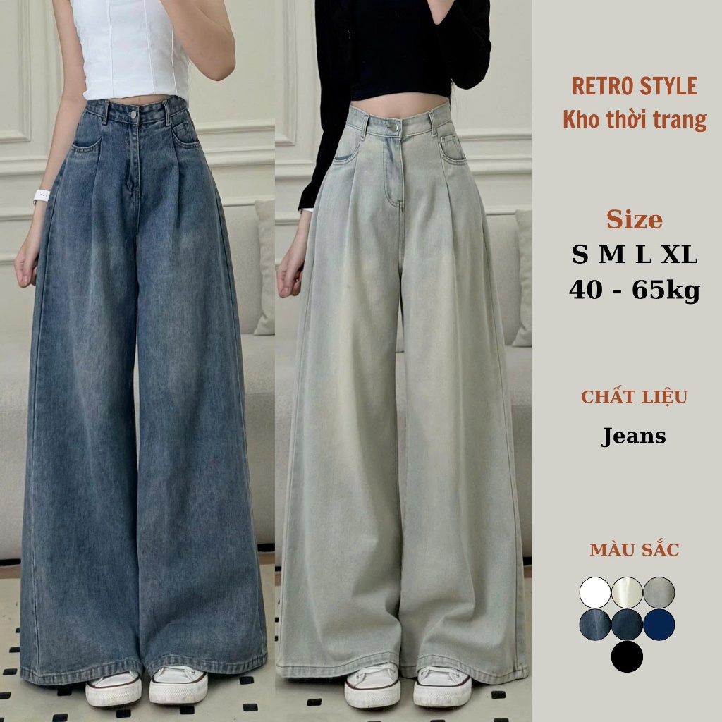 Quần Jean Ống Rộng Retro Nhiều Màu Quần Bò Ống Suông Unisex Đi Học Đi Làm Back to School Style