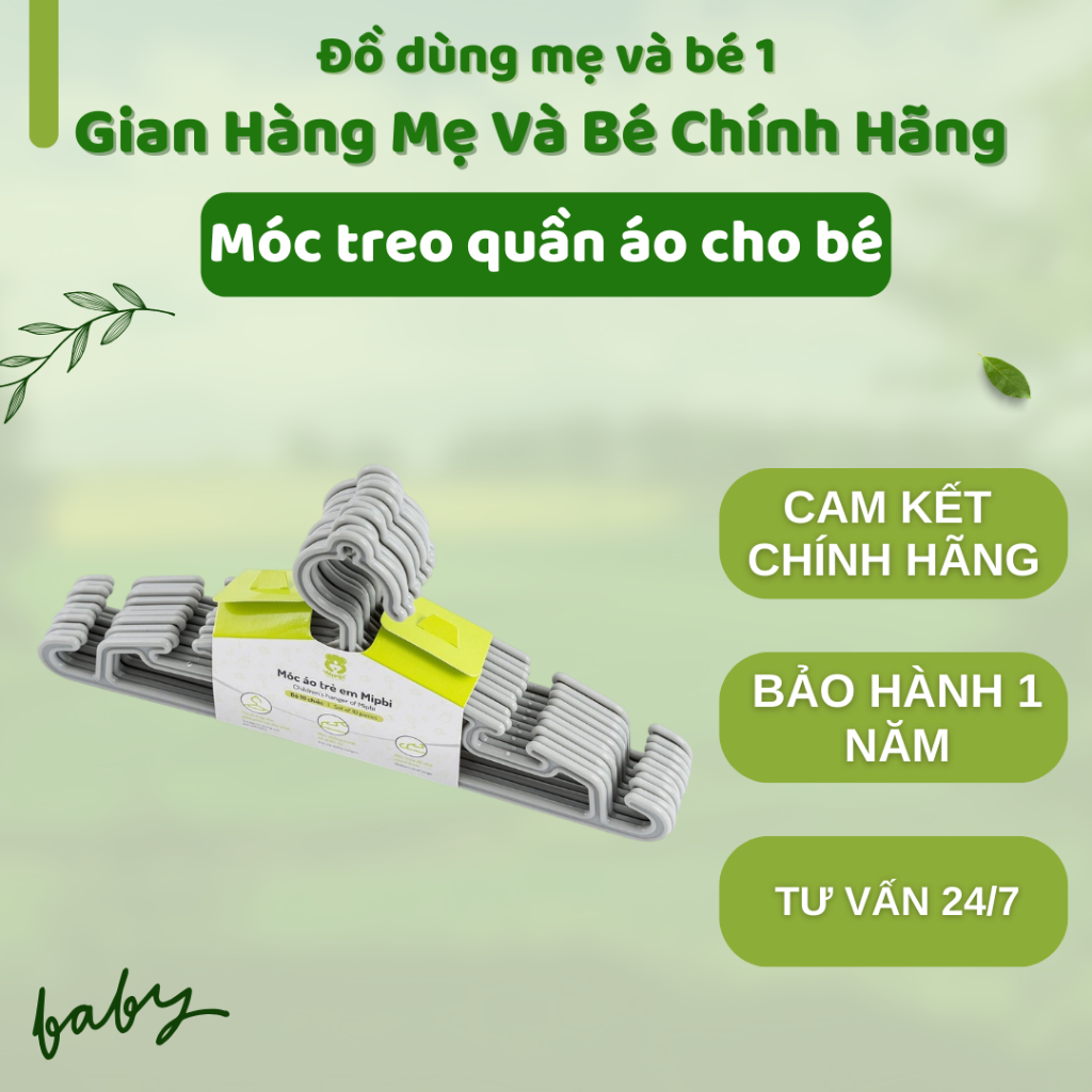 Set 10 móc trẻ em Mipbi (set 10 chiếc) - Rãnh Chống Trượt Xô Quần Áo