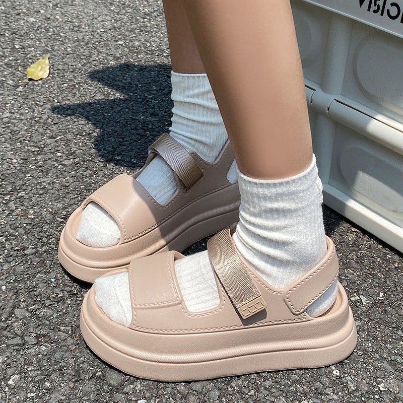 (FORM TO LÙI SIZE) Dép Sandal Quai Hậu Nữ 2 Quai Cao 6CM Quai Điều Chỉnh Đi Học Đi Chơi Phong Cách Trẻ Trung Cực Xinh