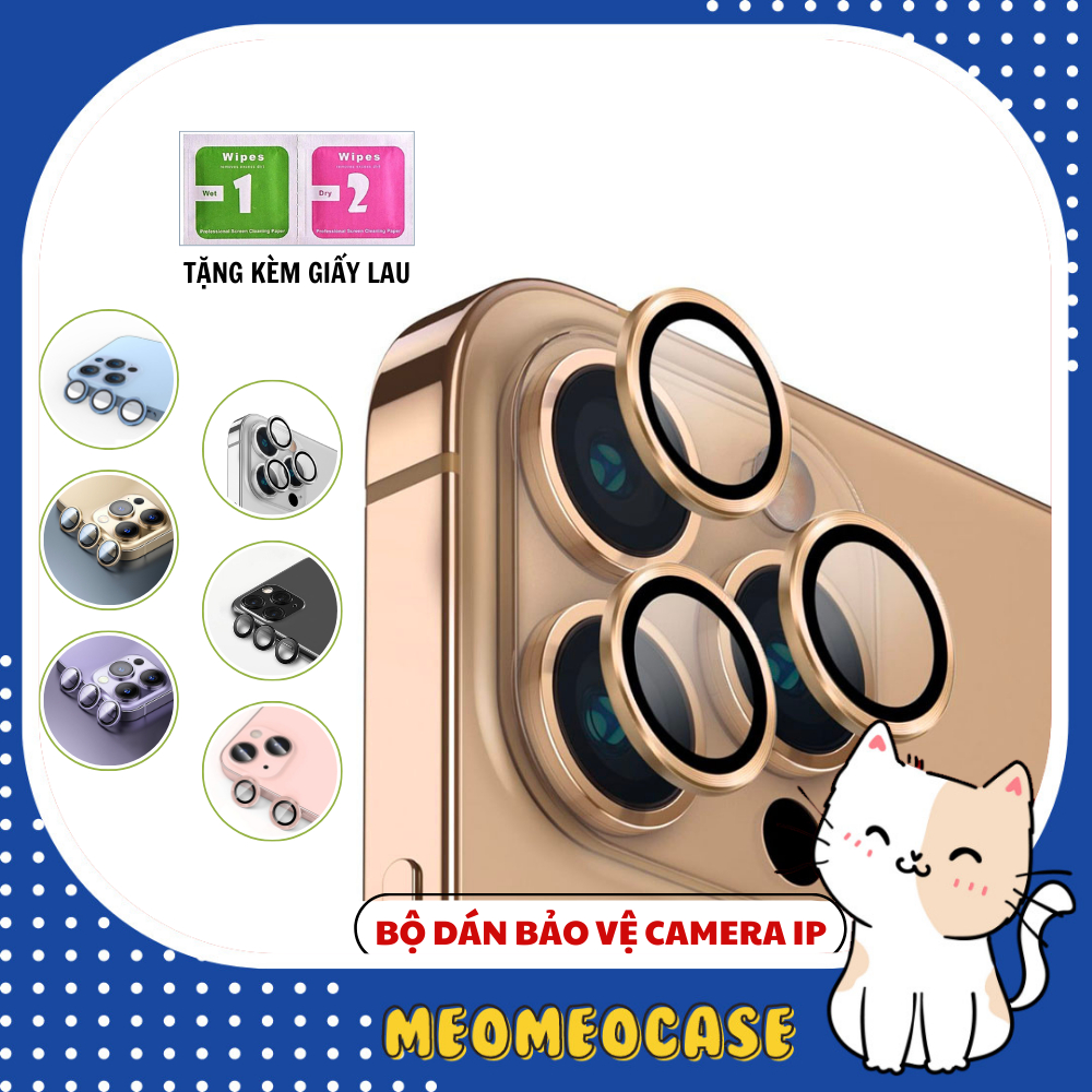 Bộ dán bảo vệ từng mắt camera iphone bằng kim loại chống xước, chống lóa cho ip 11/12/13/14/15/16/Pro/Promax/Plus