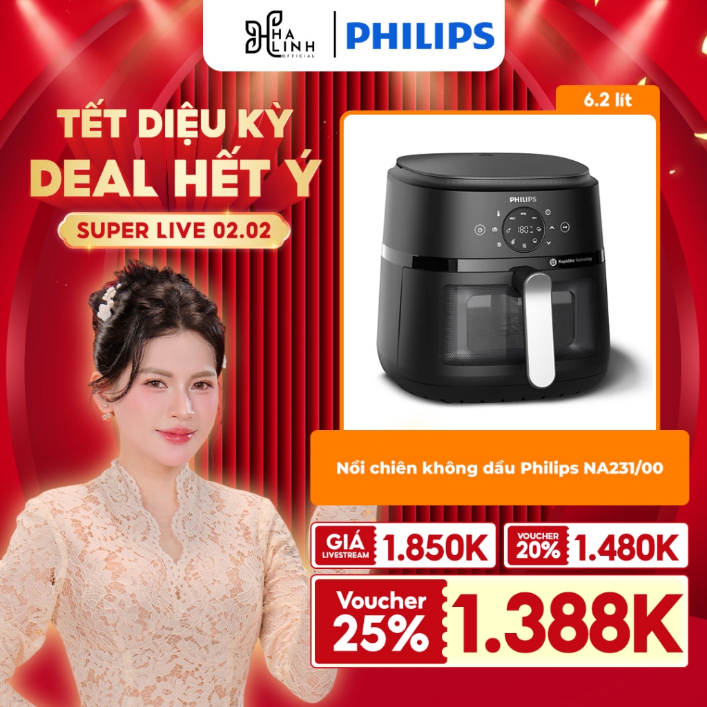 [VHL x Philips] x [Exclusive VHL] Nồi chiên không dầu NA231/00 6.2 lít - Hàng Chính Hãng