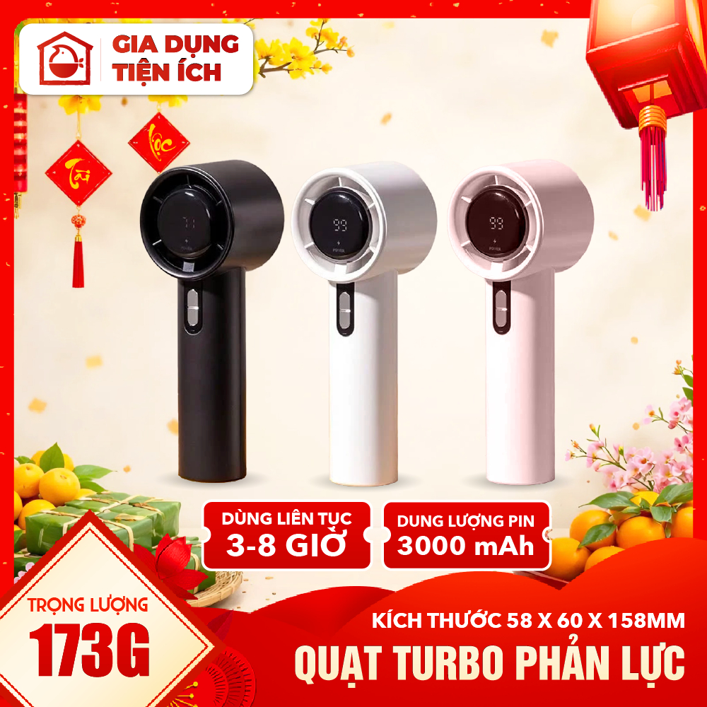 Quạt mini cầm tay siêu mạnh có màn hình led - Quạt turbo phản lực dung lượng lớn siêu khỏe