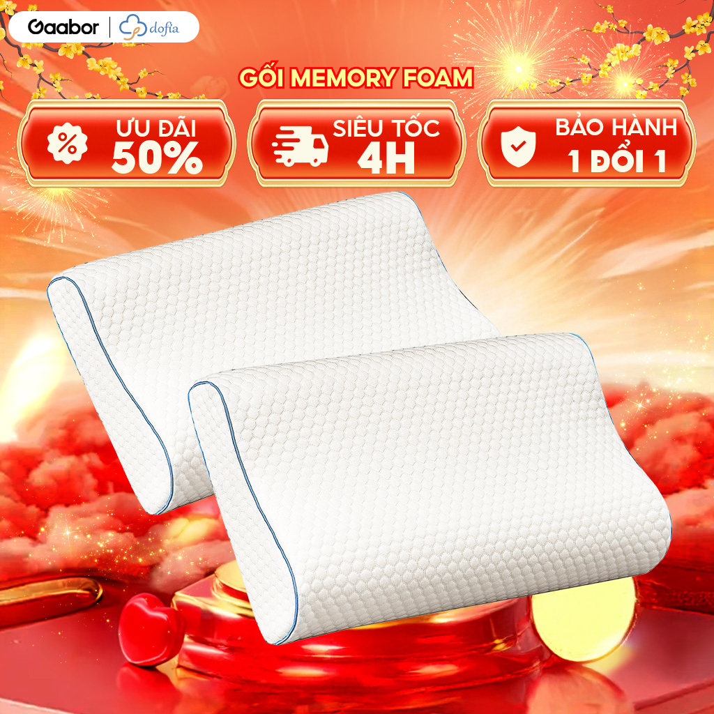 Gaabor x Dofia Gối ngủ cao su non DF-P002A công thái học nâng đỡ cổ vai gáy vải bông mềm - size vừa