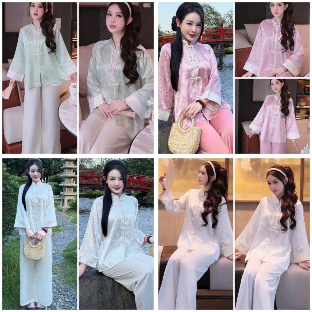 BỘ BÀ BA LỤA TRÚC PHỐI GẤM # Thời Trang Nữ # Bộ Đồ Truyền Thống Nữ