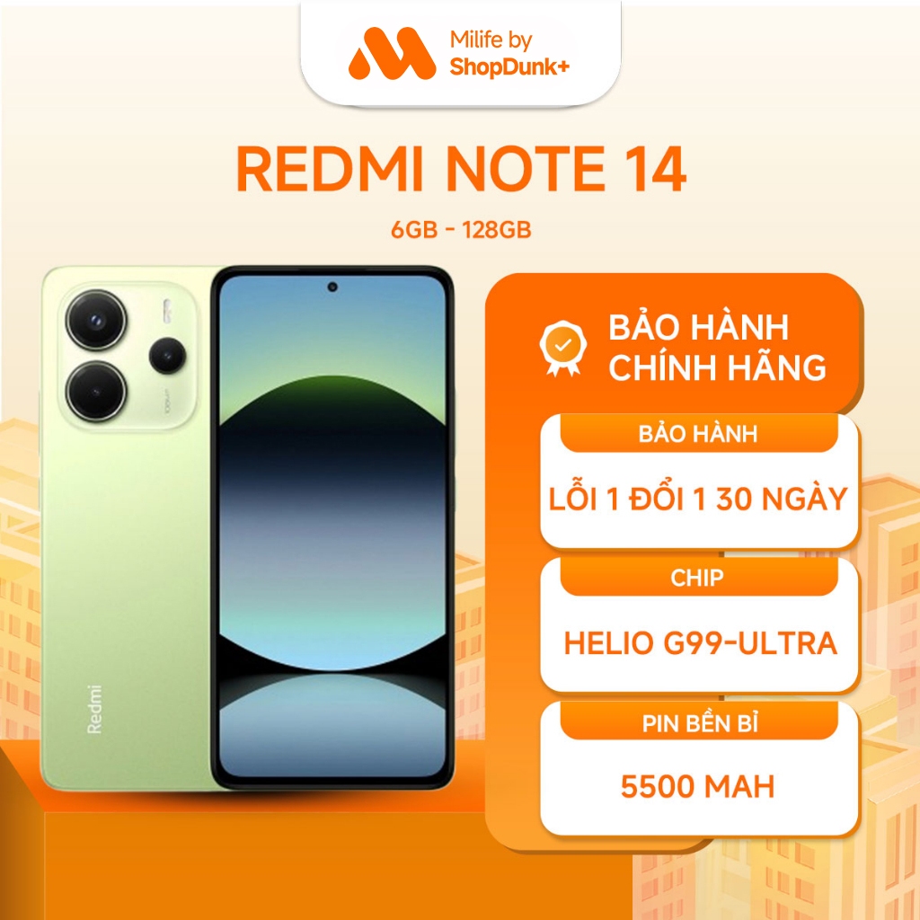 Điện Thoại Xiaomi Redmi Note 14 6GB 128GB Chính Hãng BH 18 Tháng