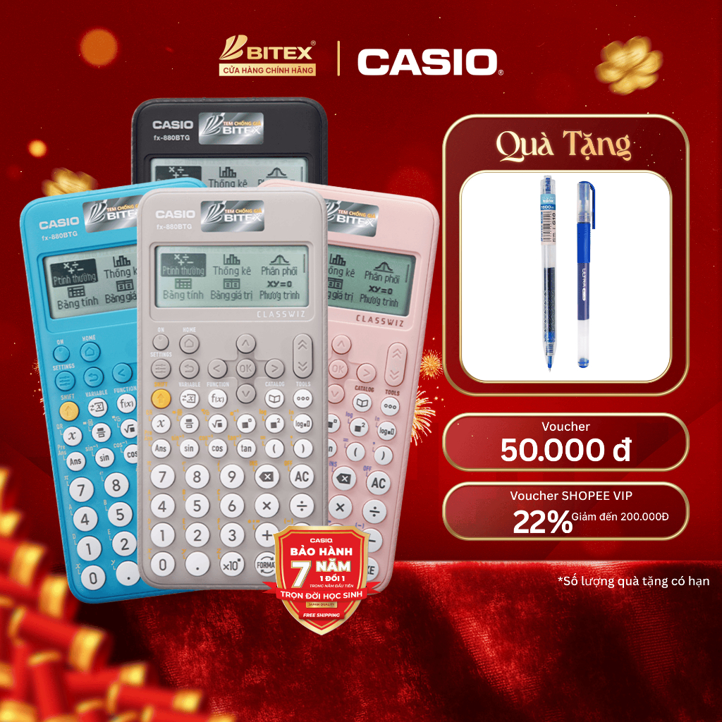 [FS] Máy tính học sinh Casio Fx-880BTG mới nhất dành cho học sinh cấp 2 cấp 3 lớp 6 đến12 chuyên dụng mang vào phòng thi