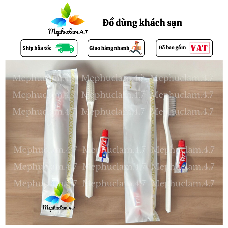 100 bàn chải khách sạn, nhà nghỉ đóng bao bì túi trắng sữa