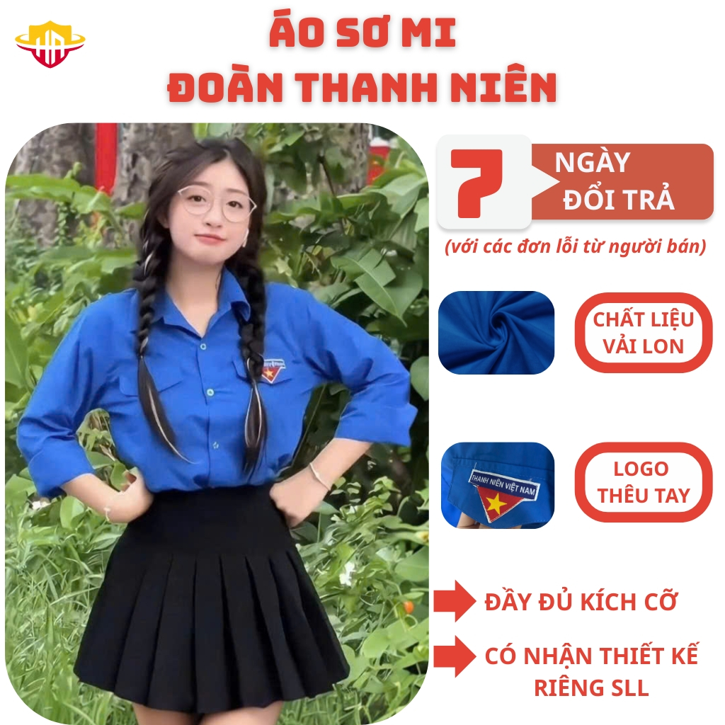 Áo sơ mi đồng phục Đoàn Thanh niên Việt Nam, chất liệu thoáng mát, vải Lon, bền đẹp, thấm hút mồ hôi